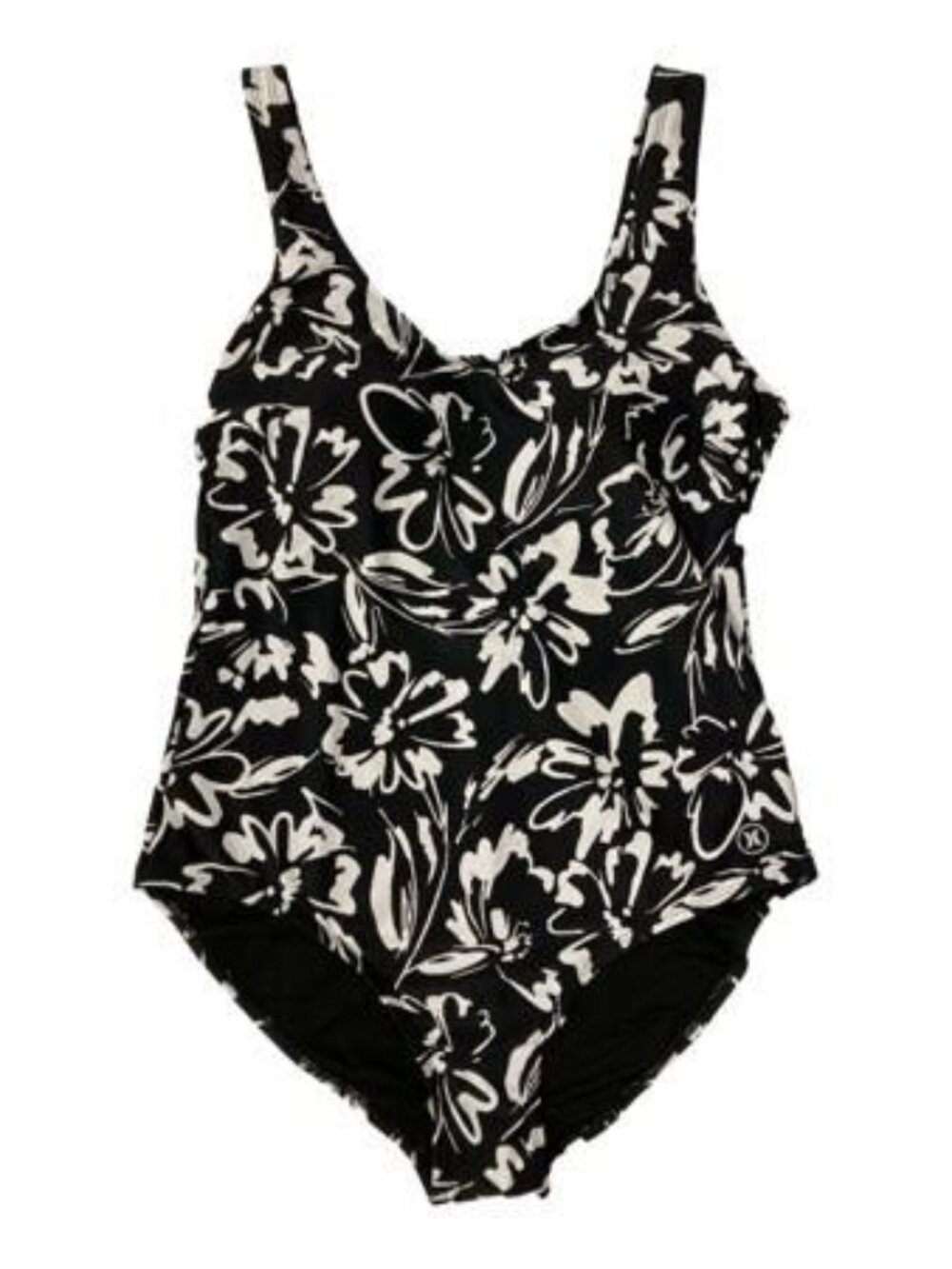 Hurley Women s 4 Way Stretch Swimsuit -L Black White Floral New with Tags
